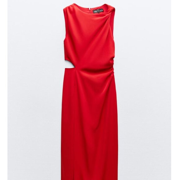 Zara small red midi dress NWOT - Picture 2 of 12